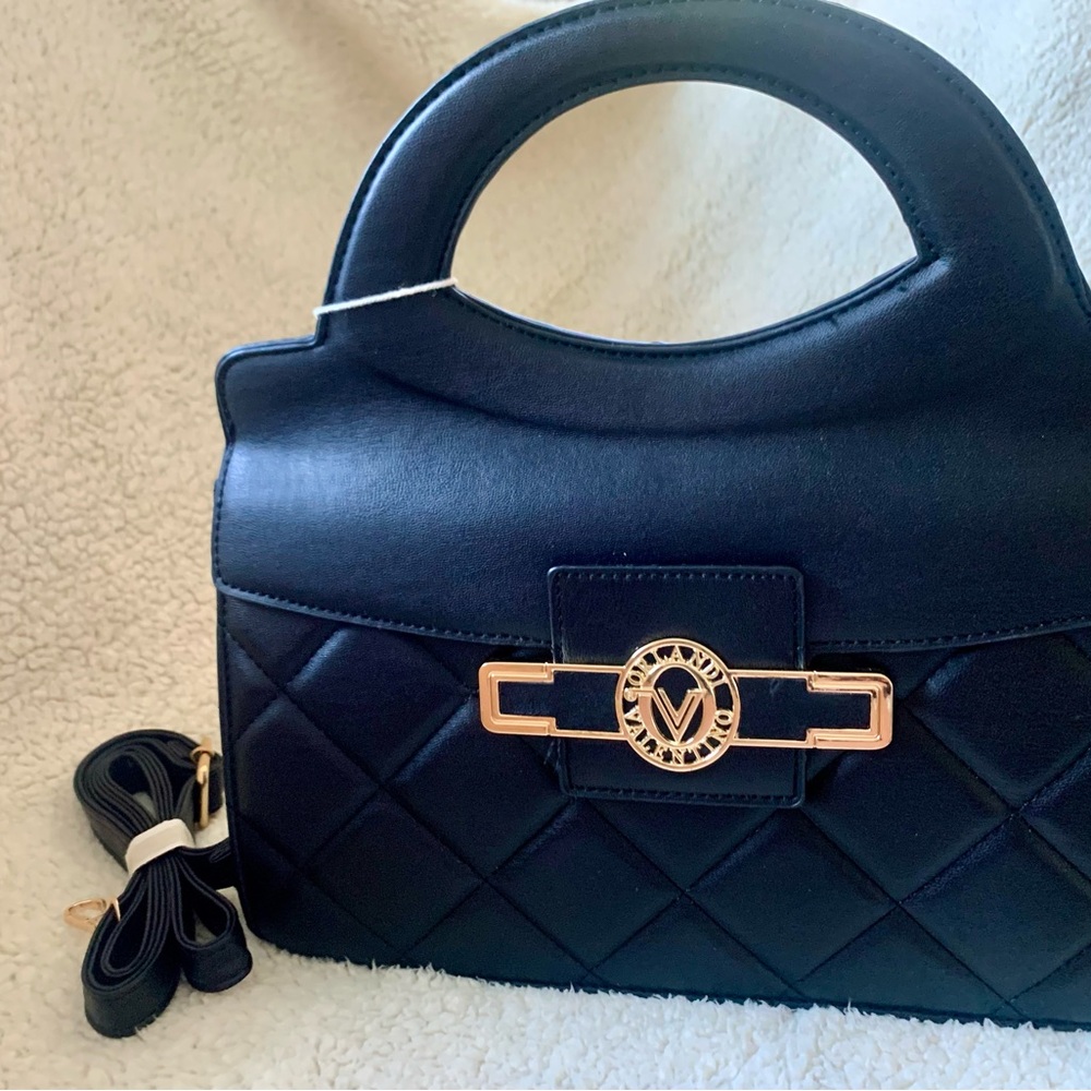 Valentino Orlandi Elegant Black Quilted Satchel